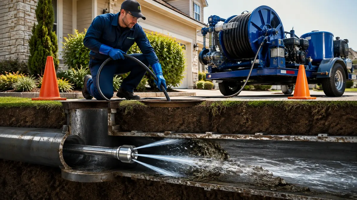 Main Sewer Line Hydro Jet Cleaning in Lamont