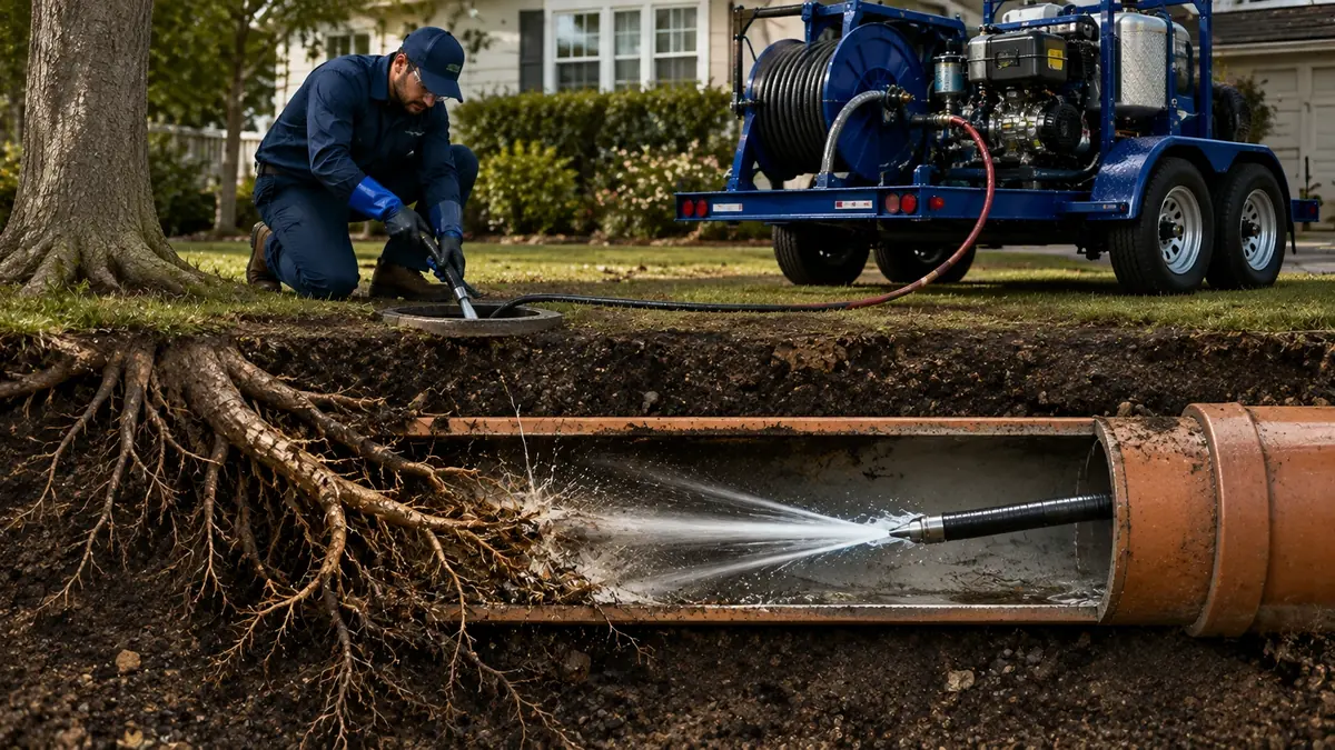 Tree Root Removal with Hydro Jetting in Lamont